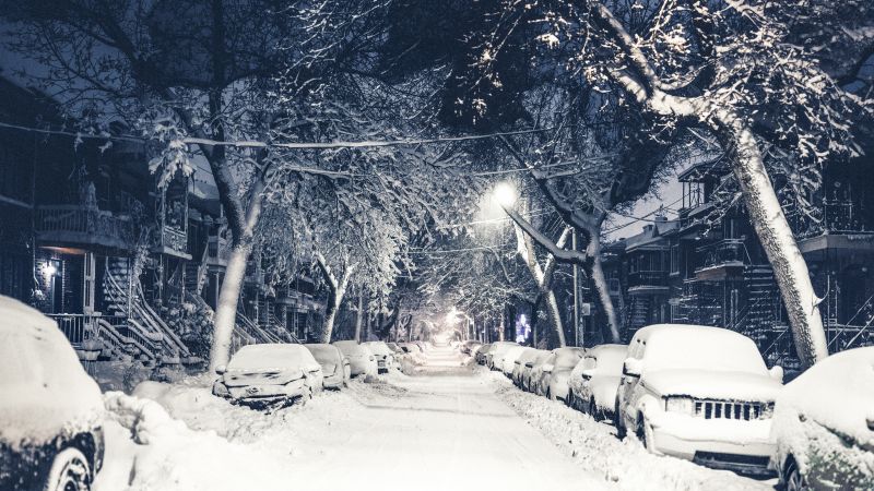Нью Йорк, зима, 4k, 5k, снег, улица (horizontal)