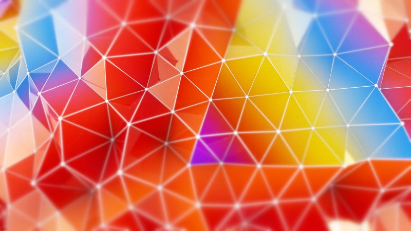 полигон, 4k, 5k, треугольники, оранжевый, голубой, красный, фон, обои (horizontal)