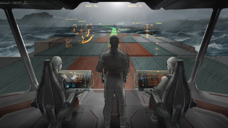 навигация грузового судна, 2025, будущее, капитанский мостик (horizontal)