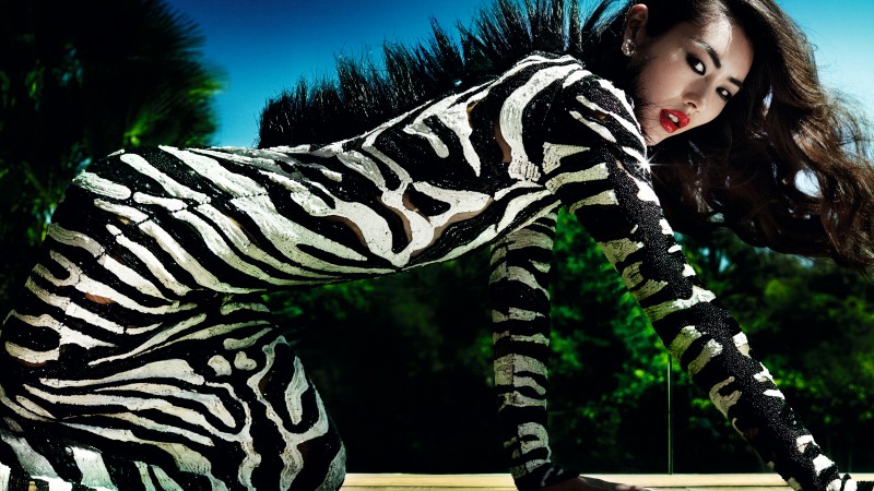 Лю Вэнь, Топ Модель 2015, модель, брюнетка, платье (horizontal)