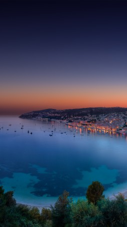 монако, 4k, HD, французская ривьера, ночь закат, море, озеро, океан, лес, небо (vertical)