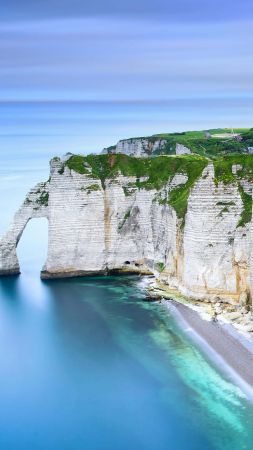 Нормандия, Франция, пляж, горы, скалы, океан, вода (vertical)