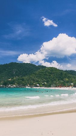 Пханган, 5k, 4k, Таиланд, пляж, побережье, берег, небо (vertical)