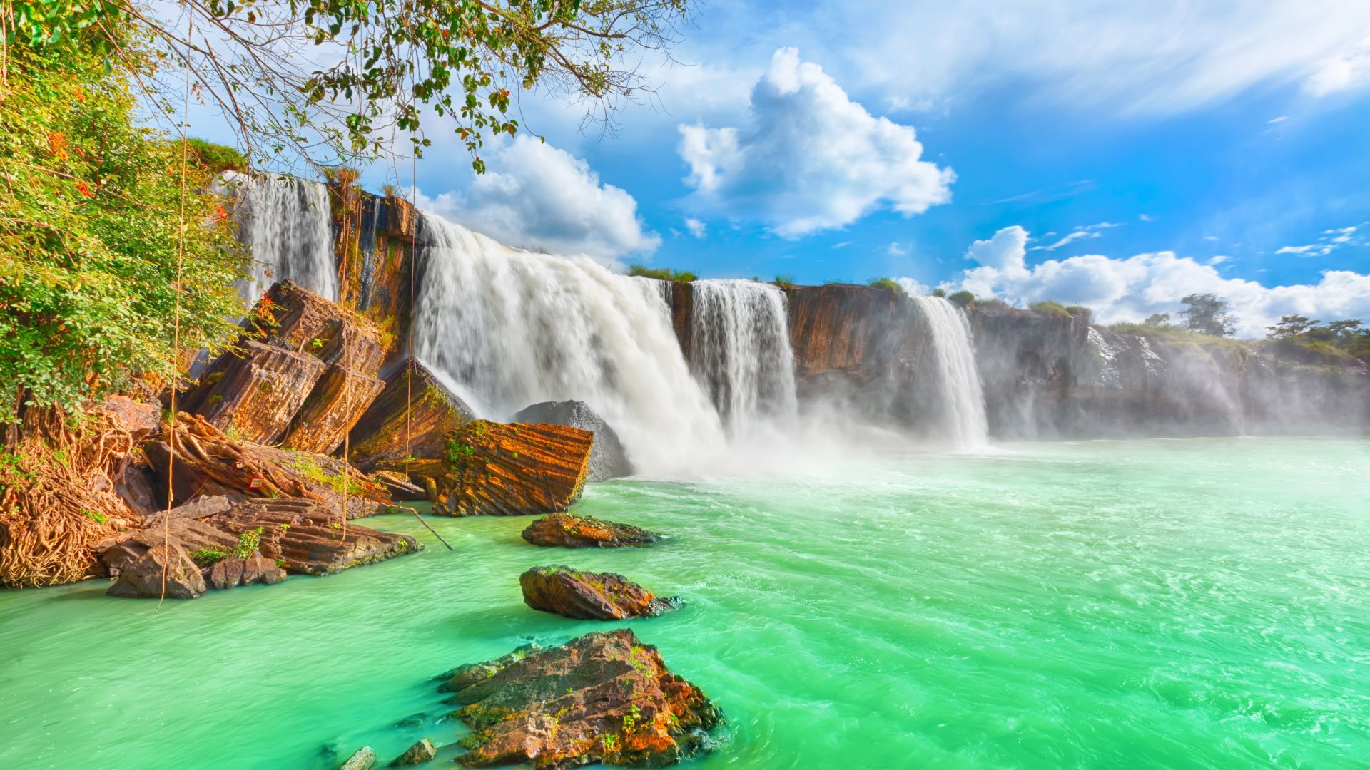 водопад, 4k, HD, Вьетнам, waterfall, 4k, HD wallpaper, Beautiful Dry Nur, Vietnam (horizontal)