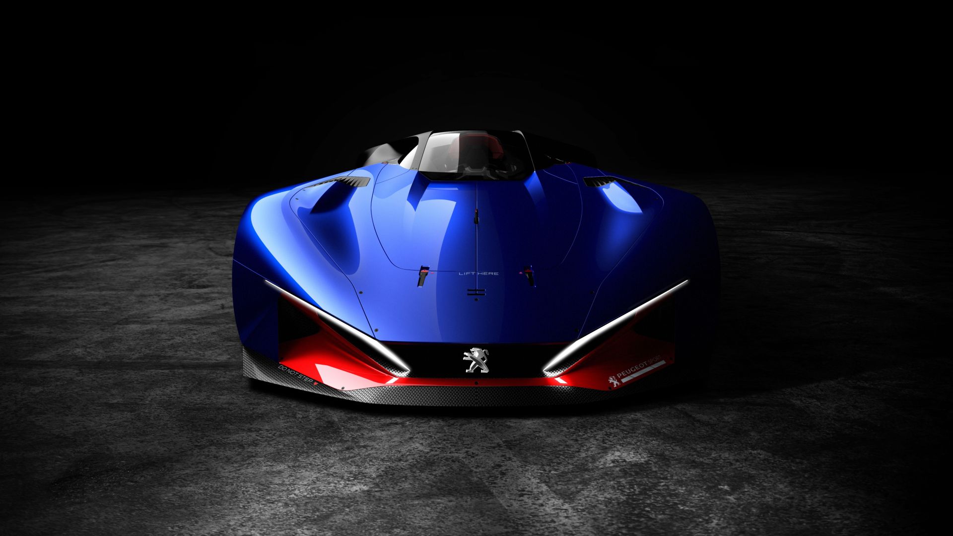 ПЕЖО л500 Р Гибрид, суперкар, супермобиль, синий, Peugeot L500 R HYbrid, supercar, blue (horizontal)