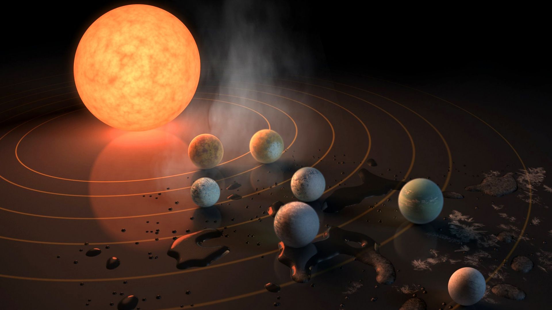 экзопланета, звезды, планеты, TRAPPIST-1, exoplanet, star, planets (horizontal)