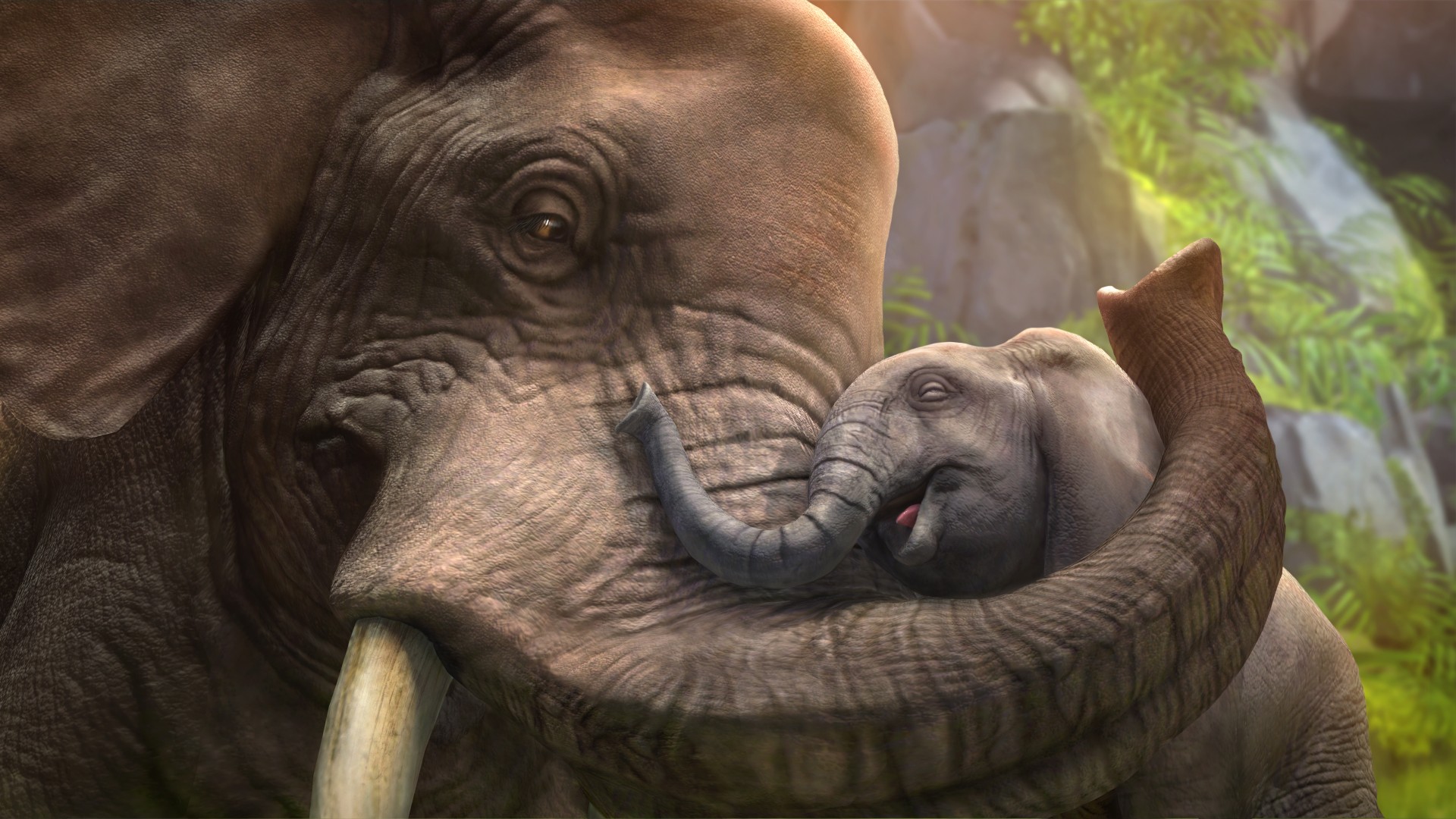 слон, детеныш, животное, серый, арт, Elephant, cub, zoo tycoon, animals, grey, art, tourism (horizontal)
