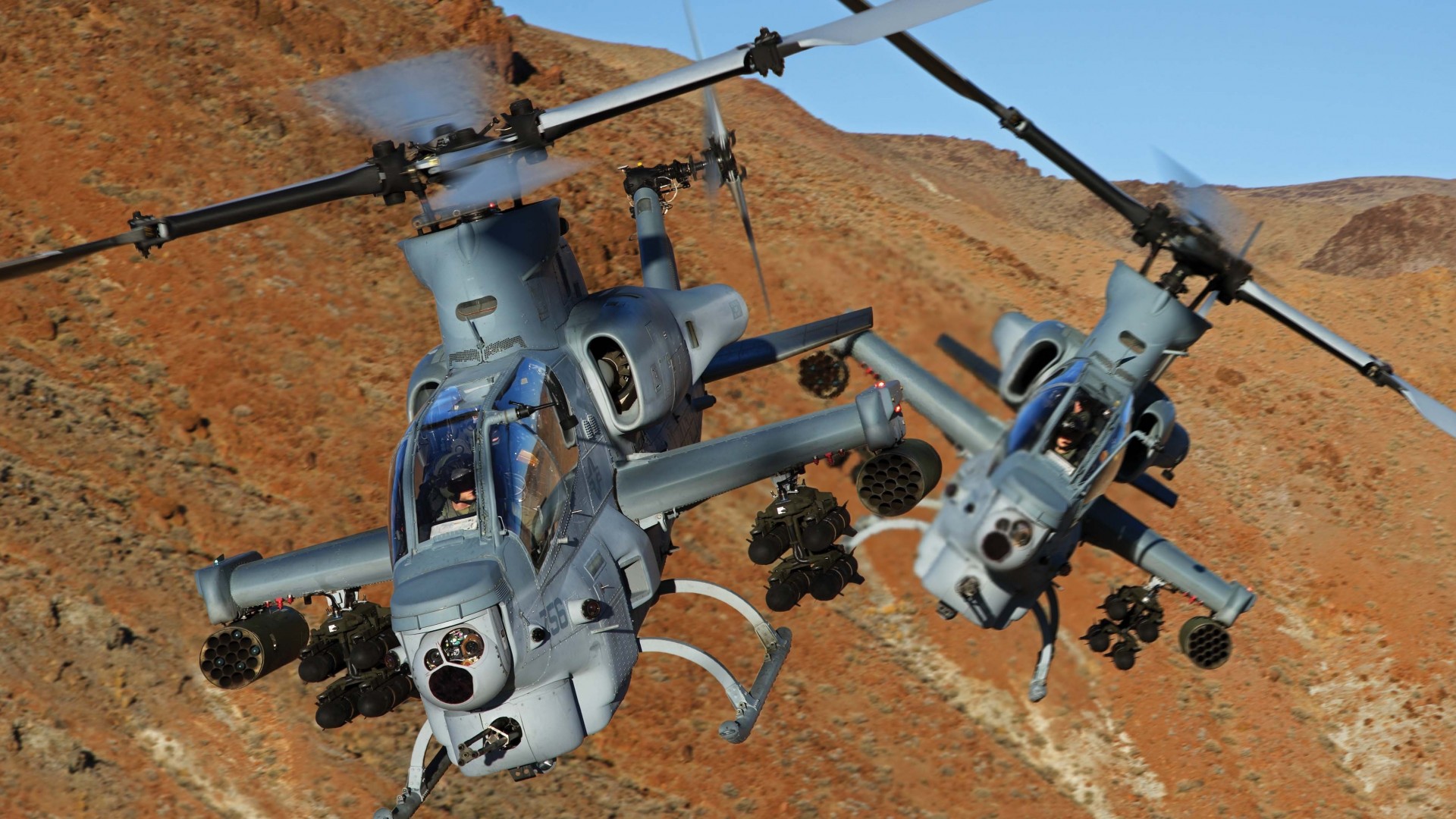 Вайпер, ударный вертолёт, Армия США, Viper, AH-1Z, Bell, attack helicopter, U. S. Marine, Zulu Cobra, flight, mountain (horizontal)
