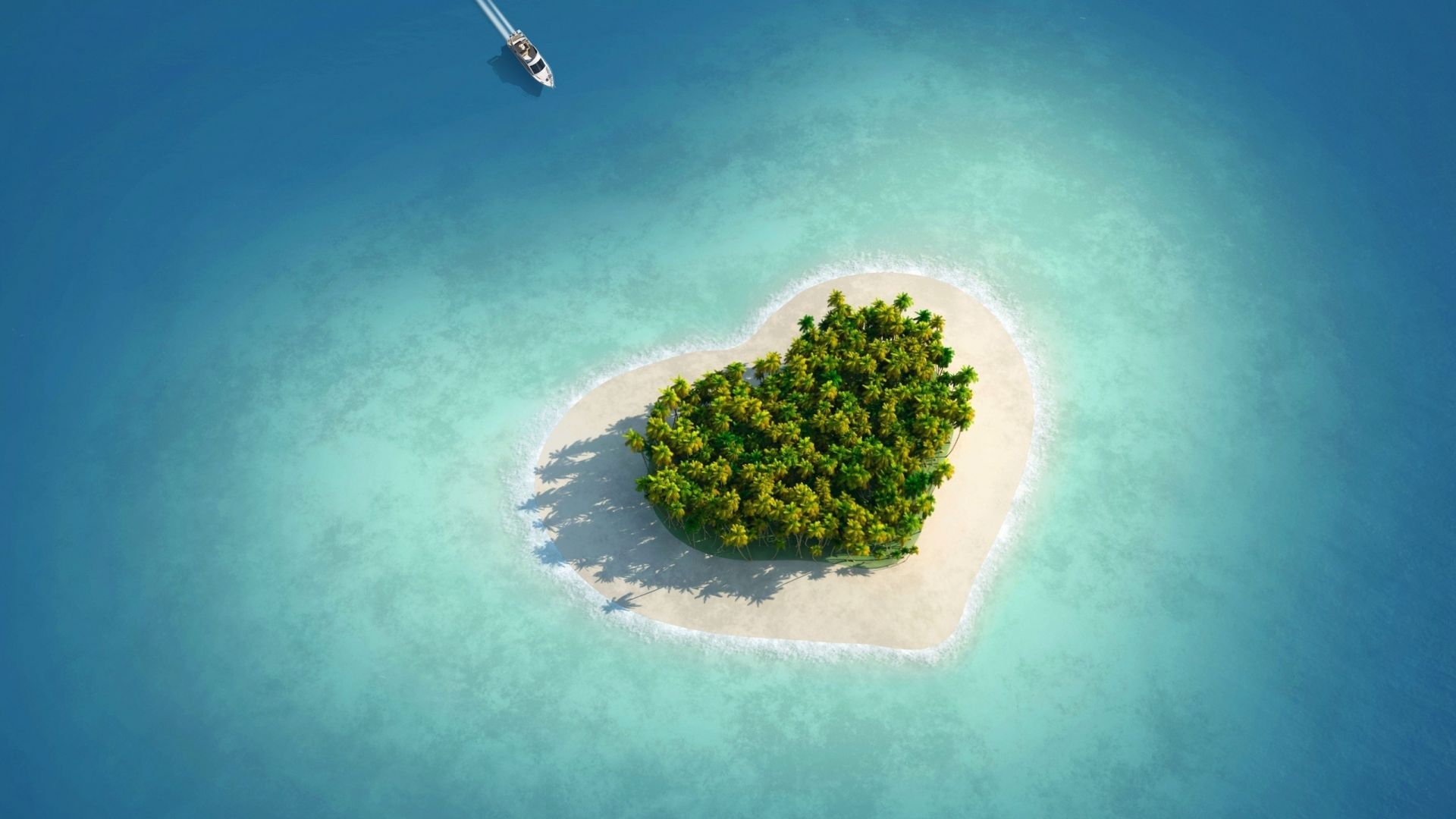фото любовь, остров, love image, heart, HD, island, ocean (horizontal)