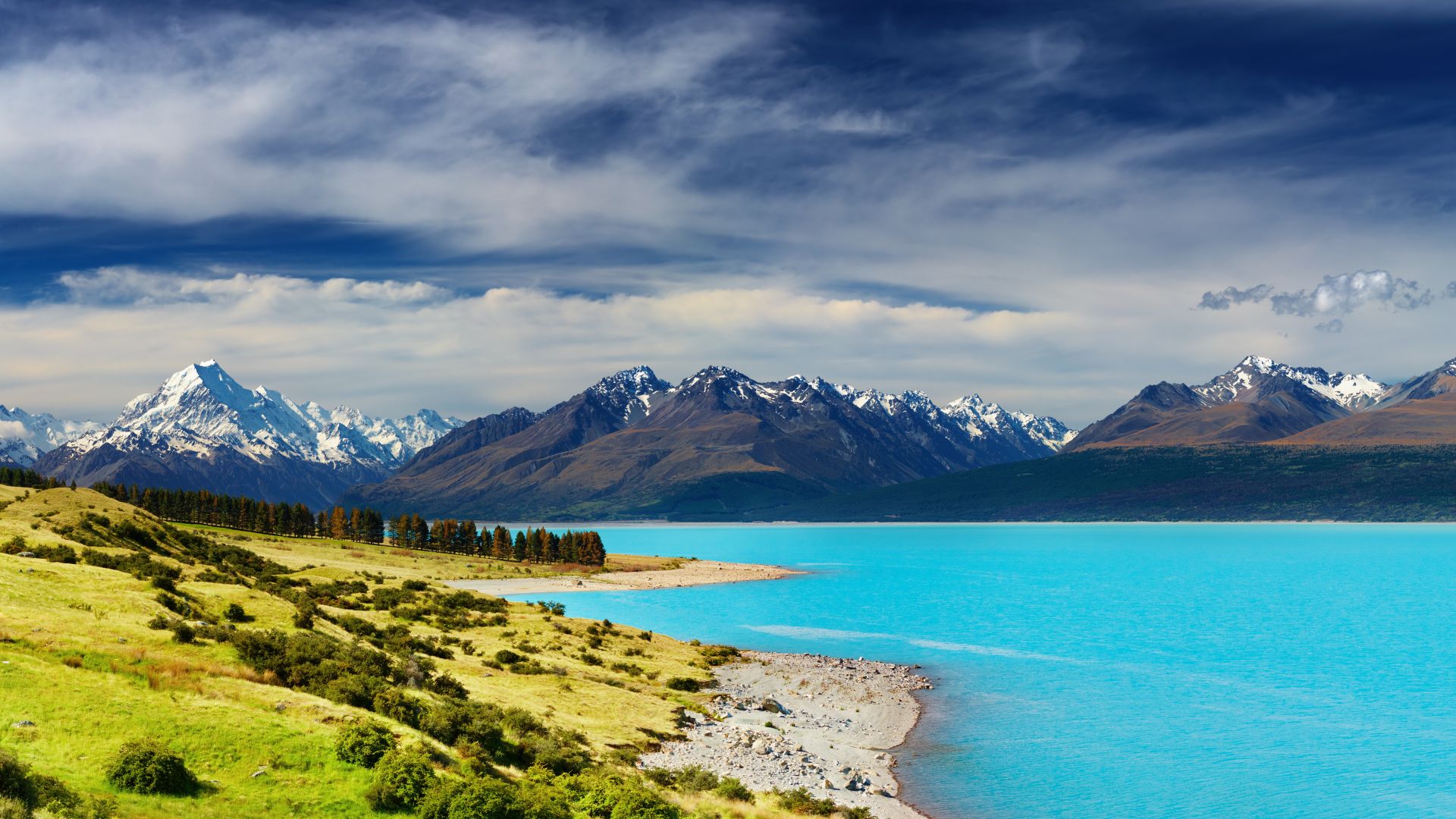 Новая Зеландия, река, горы, New Zealand, river, mountains, 5k (horizontal)