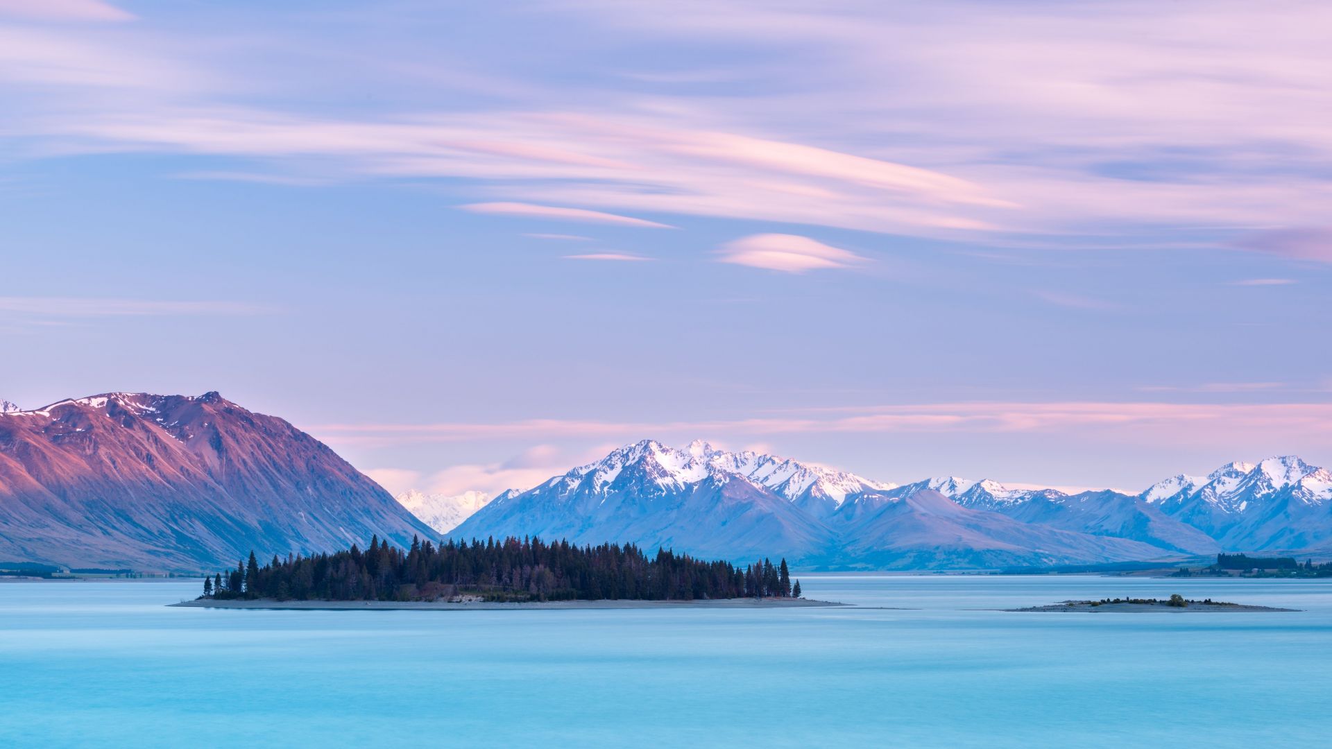 Озеро Текапо, Новая Зеландия, Lake Tekapo, New Zealand, mountains, sky clouds, 8k (horizontal)