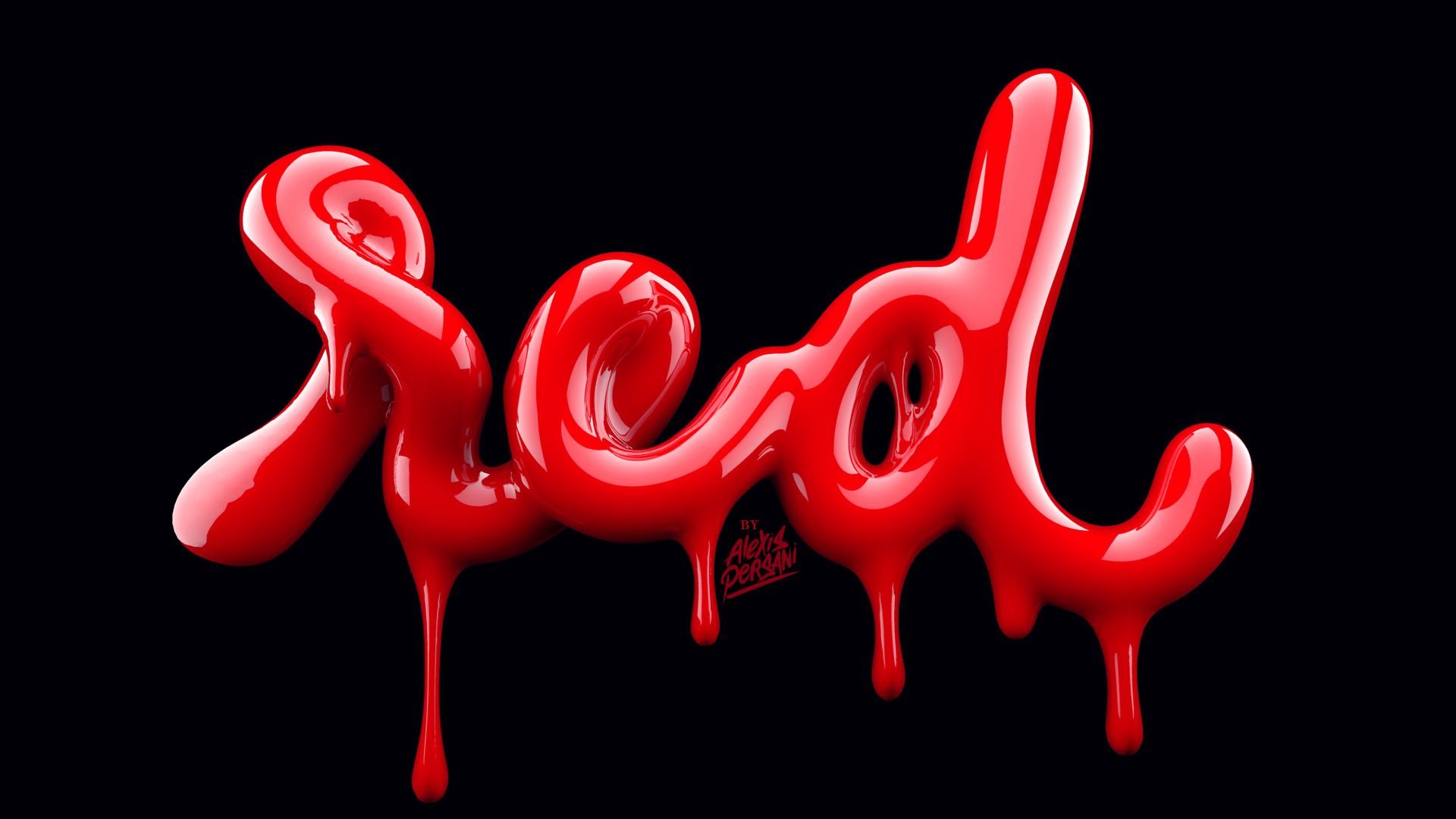 абстракция, красный, typography, abstract, 3D, red, 4k (horizontal)