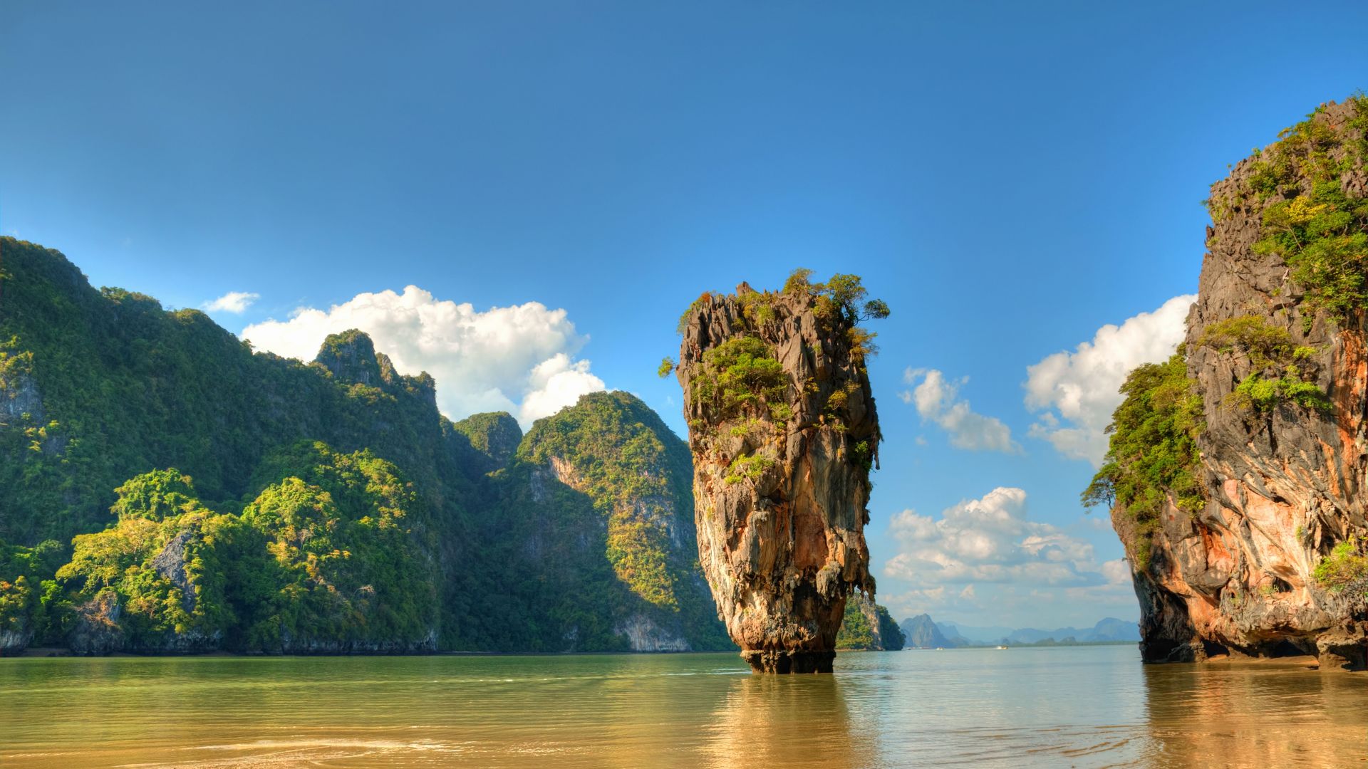 Ко-Тапу, Таиланд, океан, Ko Tapu, Thailand, islands, mountains, rocks, ocean, 5k (horizontal)
