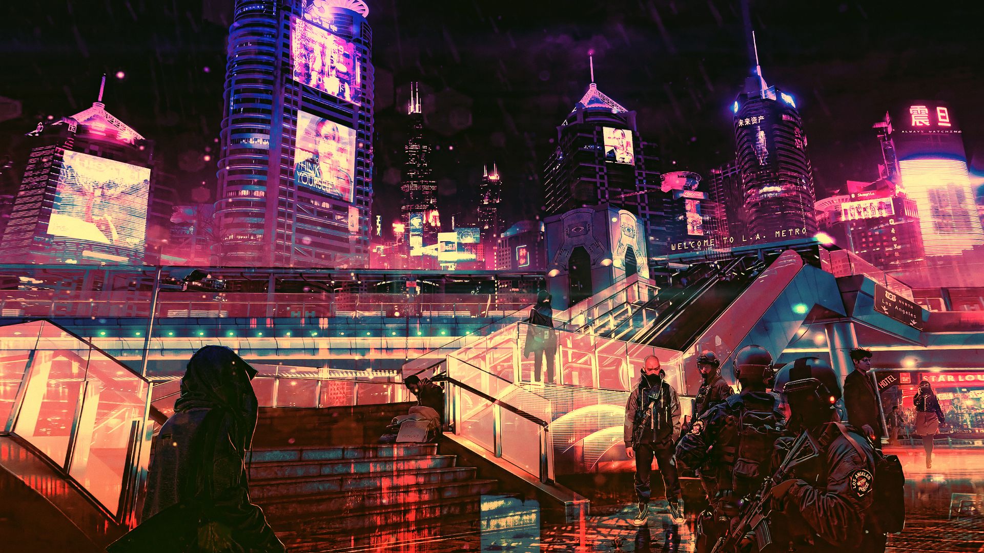 город будущего, futuristic, cyberpunk, future world, 4K (horizontal)