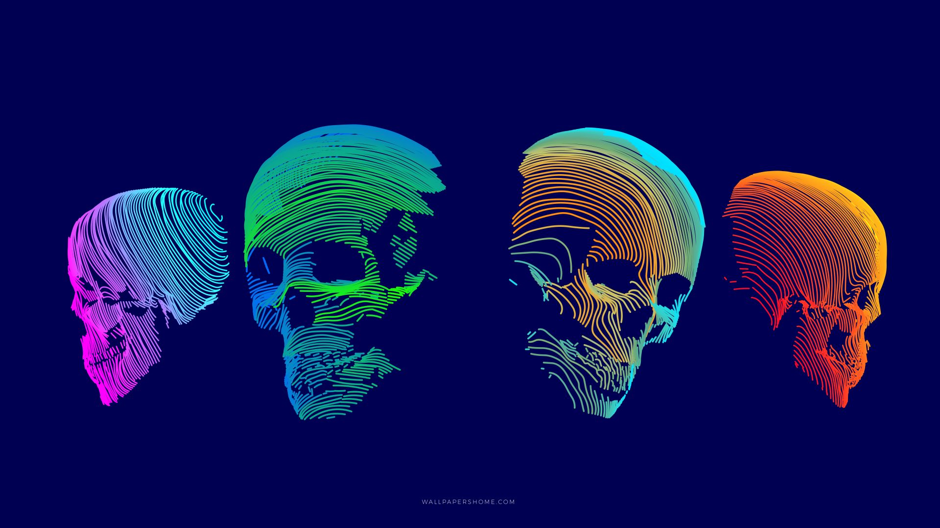 абстракция, abstract, 3D, colorful, skull, 8k (horizontal)
