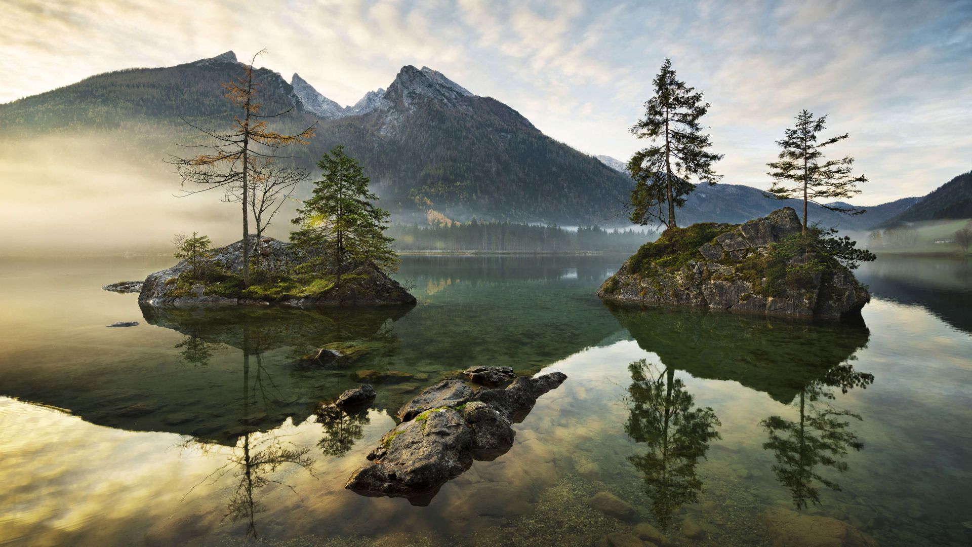 альпы, озеро, горы, Lake Hintersee, Berchtesgaden, Bavaria, Germany, mountains, Alps, 4K (horizontal)