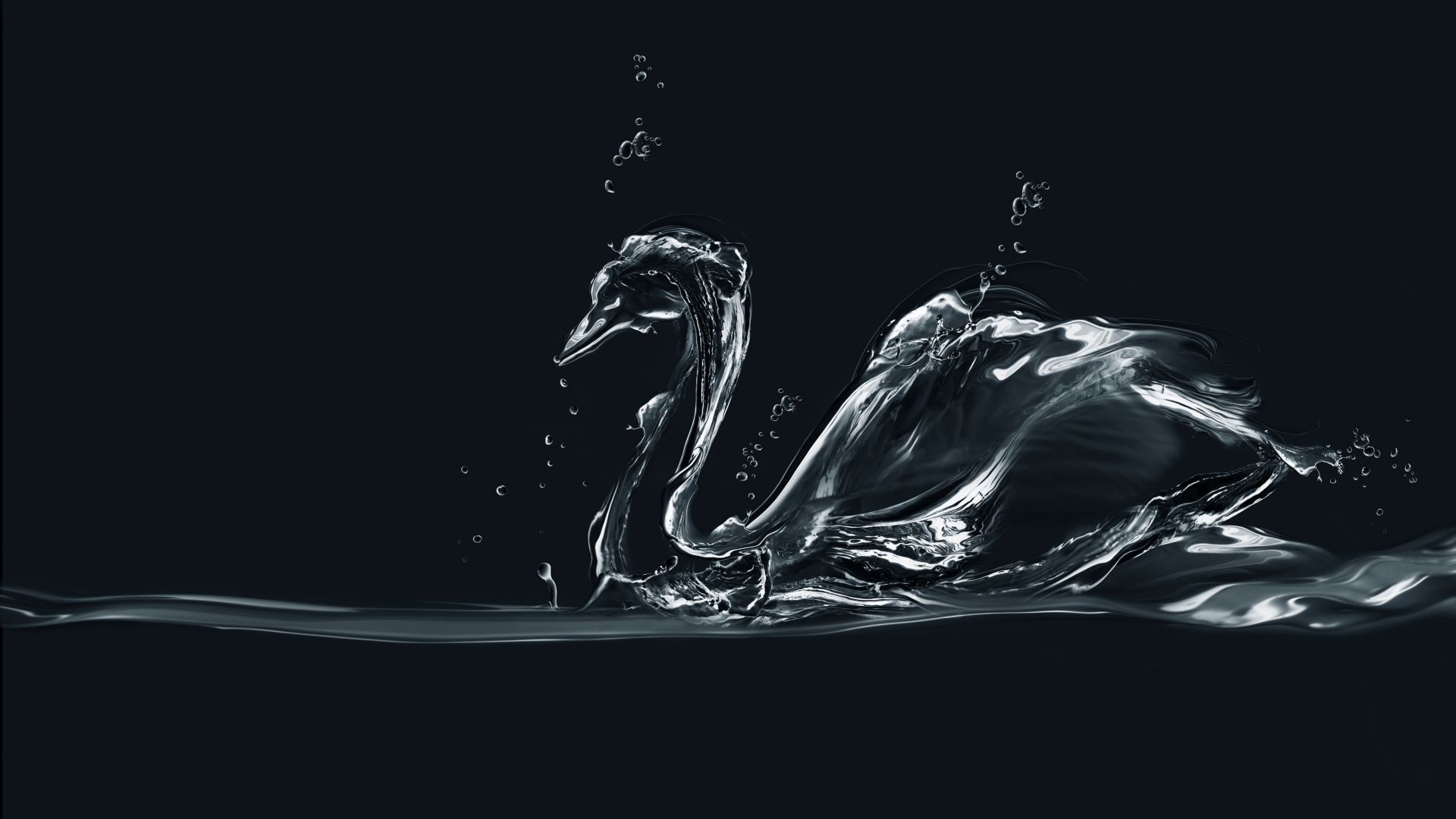 Лебедь, капли, искусство, Swan, drops, art (horizontal)