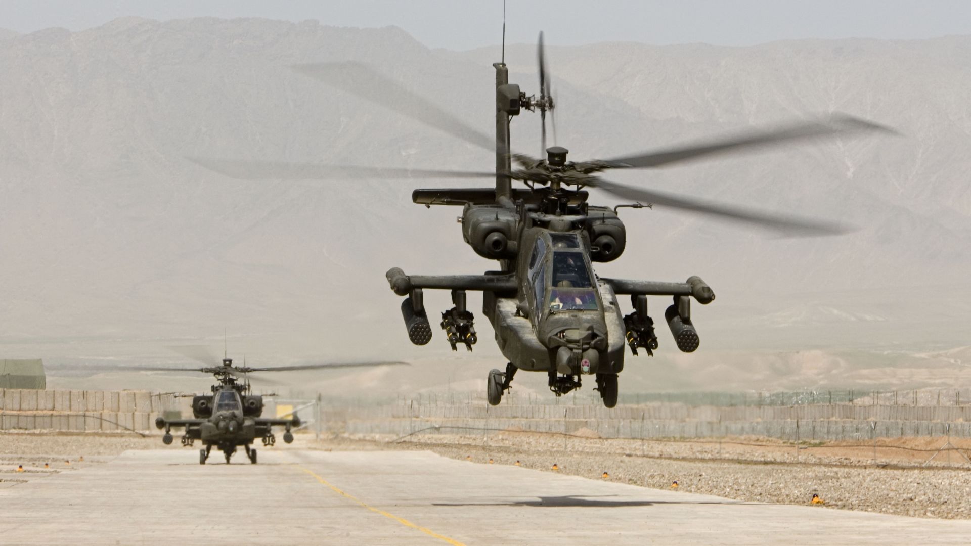 AH-64 Апач, ударный вертолёт, Армия США, AH-64, Apache, attack helicopter, US Army, U.S. Air Force (horizontal)