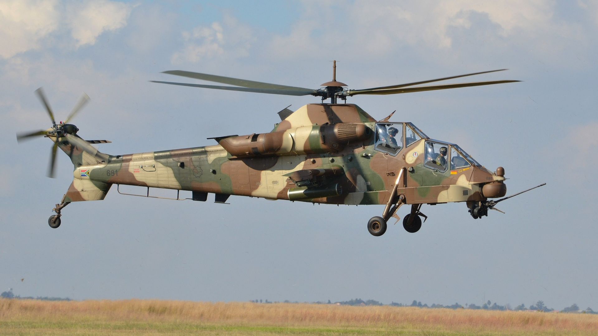 Денел АШ-2 Руйвелк, ударный вертолёт, ВВС ЮАР, Denel AH-2 Rooivalk, attack helicopter, South African Air Force (horizontal)