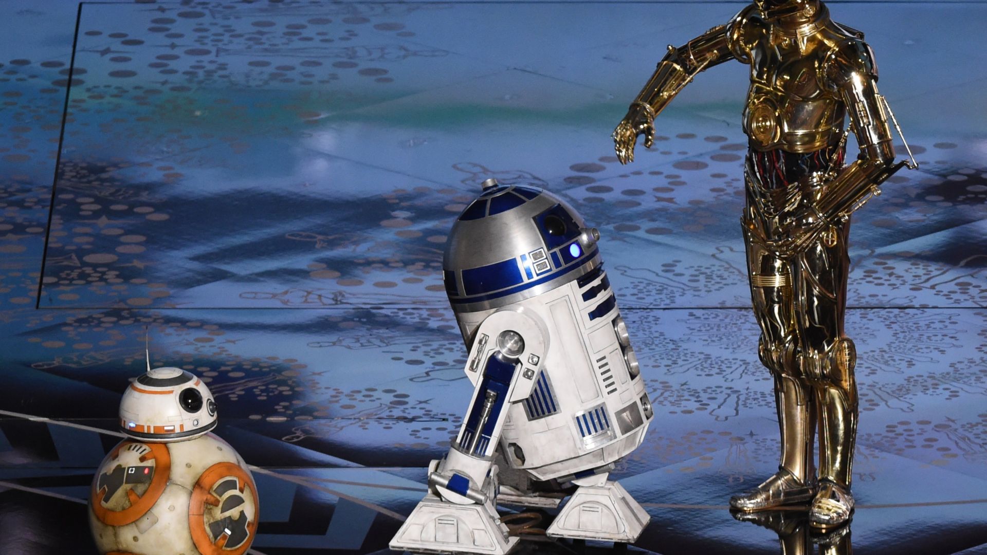 C-3PO, R2-D2, BB-8, Звездные Войны, Оскар 2016, C-3PO, R2-D2, BB-8, Oscar 2016, Star Wars, Oscar (horizontal)