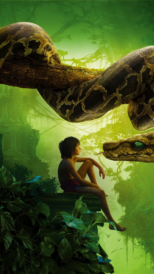 Книга Джунглей, Маугли, Каа, Маугли, Лучшие фильмы 2016, The Jungle Book, snake kaa, mowgli, Best movies of 2016 (vertical)