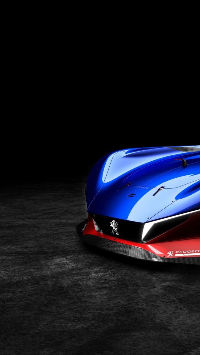 ПЕЖО л500 Р Гибрид, суперкар, супермобиль, синий, Peugeot L500 R HYbrid, supercar, blue (vertical)
