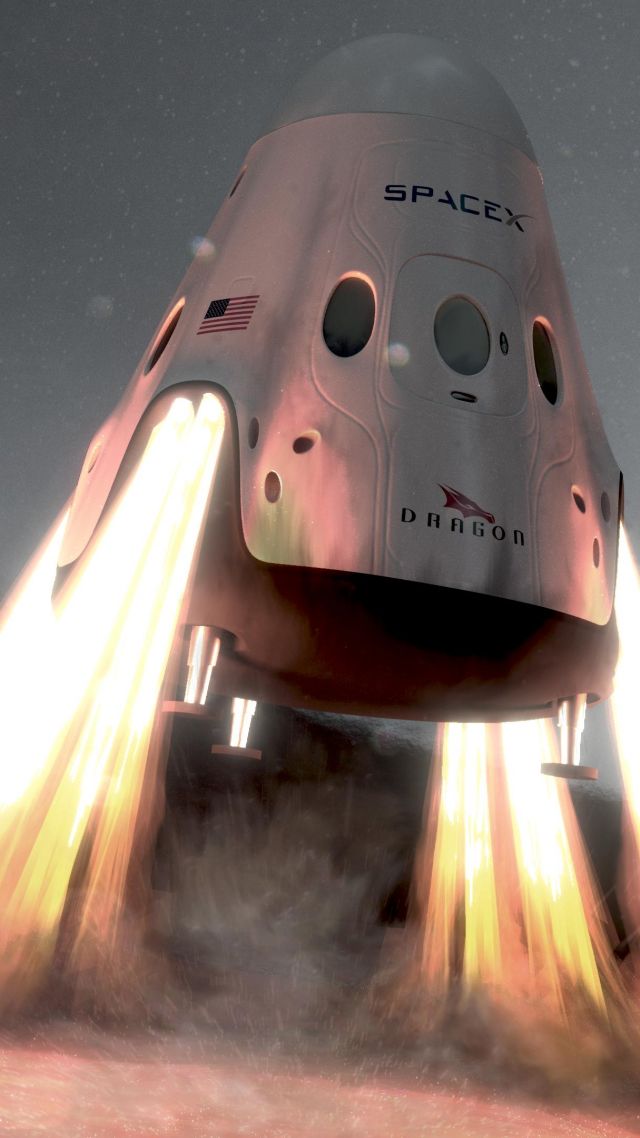 красный дракон, марс, SpaceX, ship, red dragon, mars (vertical)