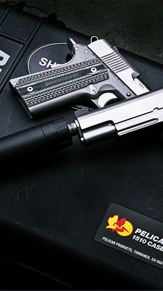 Dan Wesson M1911, пистолет, глушитель, Dan Wesson M1911, ACP pistol, silencer (vertical)