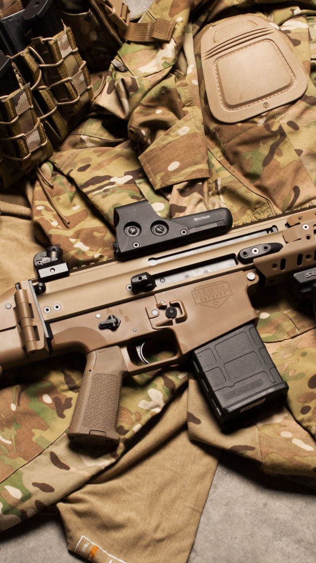 FN SCAR, штурмовая винтовка, аммуниция, униформа, FN SCAR, assault rifle, modular rifle, FN Herstal, hand grenade, military, ammunition, uniform (vertical)