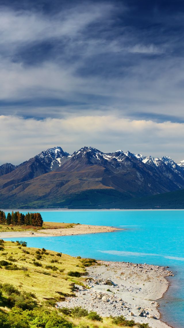Новая Зеландия, река, горы, New Zealand, river, mountains, 5k (vertical)