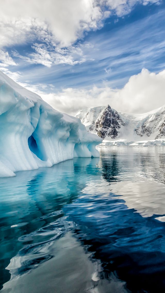 Антарктида, айсберг, Antarctica, iceberg, ocean, 8k (vertical)