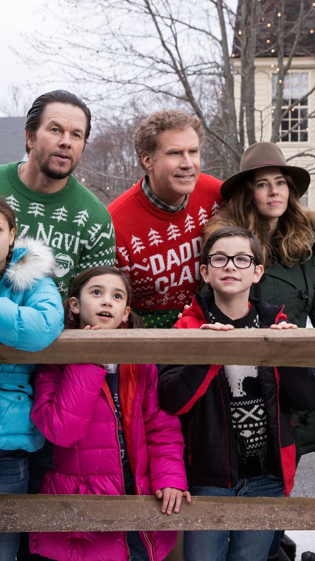 Здравствуй, папа, Новый год 2, Daddy's Home 2, Mark Wahlberg, Will Ferrell, Mel Gibson, Alessandra Ambrosio, 5k (vertical)
