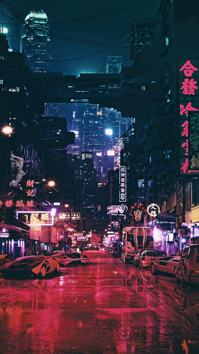 город будущего, futuristic, future world, night, 4K (vertical)