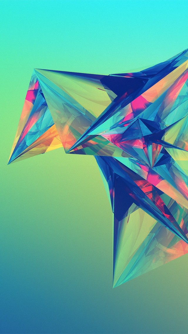 полигон, 4k, HD, цветной, зеленый, polygon, 4k, HD wallpaper, green, orange, blue, background (vertical)