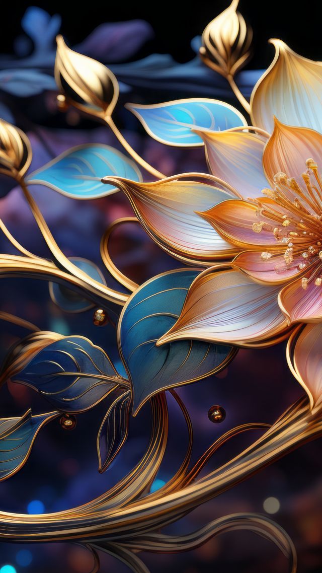 абстракция, iPhone 15, abstract, flowers, iOS 17 (vertical)