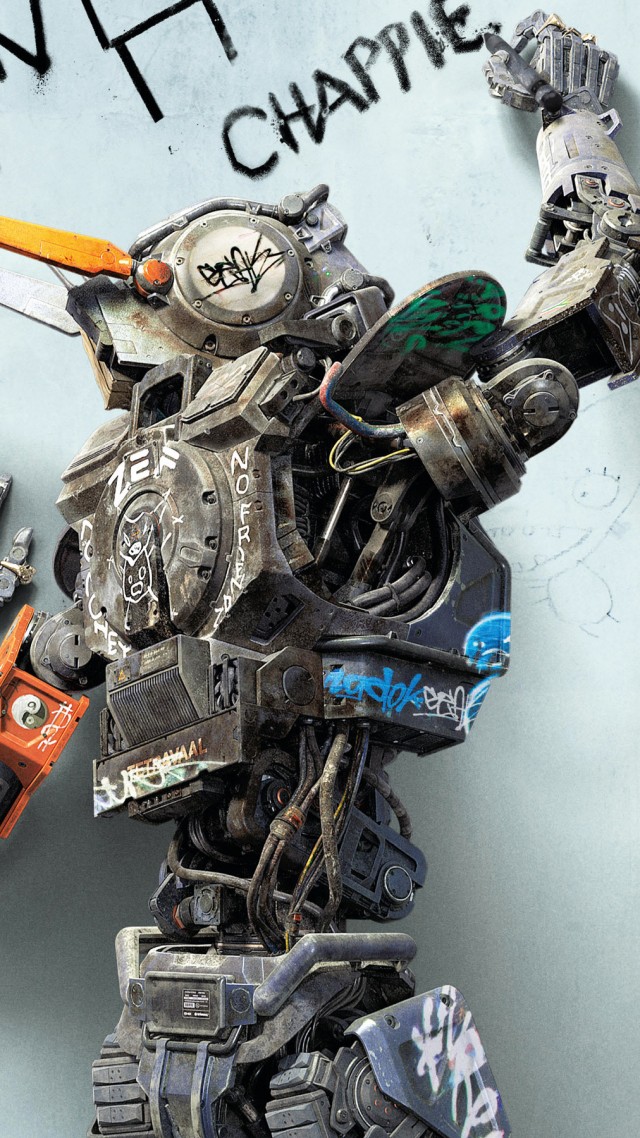 Робот по имени Чаппи, кино, фильм, робот, Chappie, Best Movies of 2015, robot, wallpaper (vertical)