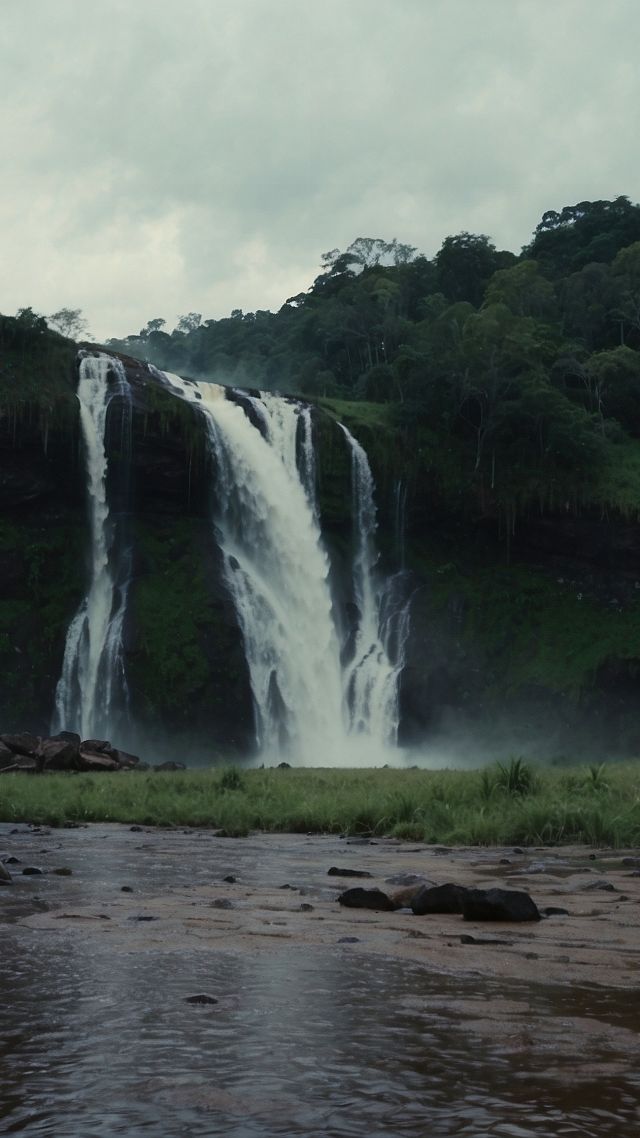 waterfall, forest (vertical)