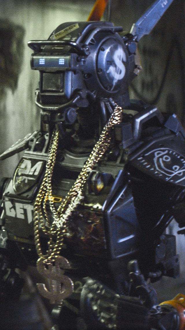 Робот по имени Чаппи, кино, фильм, робот, Chappie, Best Movies of 2015, robot, police, gun (vertical)