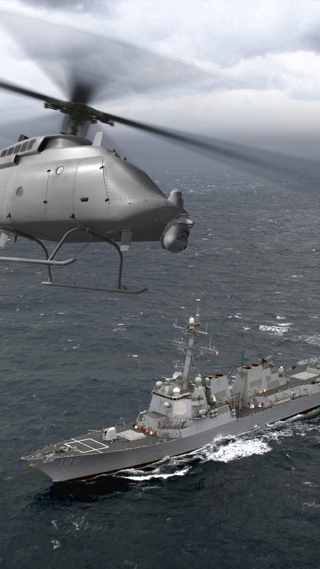 вертолет, беспилотник, ВВС США, DDG-106, MQ-8C Fire Scout, helicopter, drone, US Army, U.S. Air Force (vertical)
