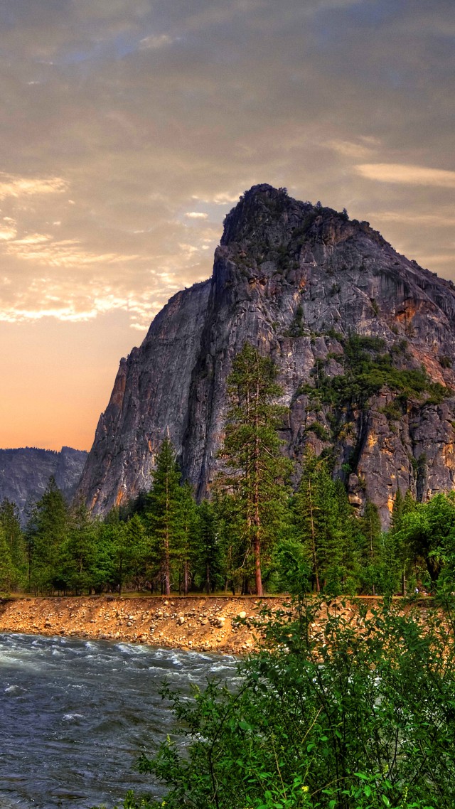 Обои Эпл, 5k, 4k, 8k, лес, горы, водопад, Yosemite, 5k, 4k wallpaper, 8k, forest, OSX, waterfall, apple, mountains (vertical)