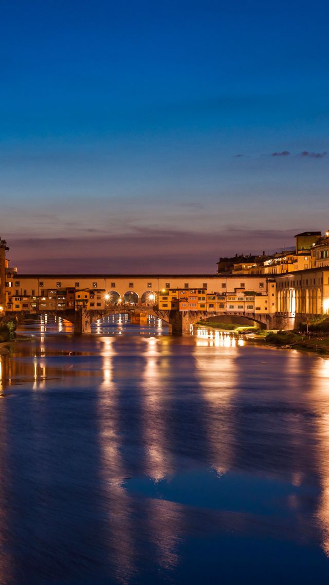 Флоренция, Италия, Ночь, Туризм, путешествие, Florence, Italy, Night, Tourism, Travel (vertical)