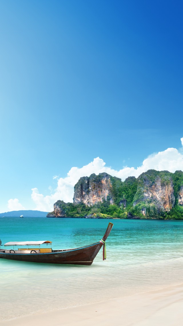 Таиланд, 5k, 4k, 8k, пляж, берег, лодка, скалы, путешествия, туризм, Thailand, 5k, 4k wallpaper, 8k, beach, shore, boat, rocks, travel, tourism (vertical)