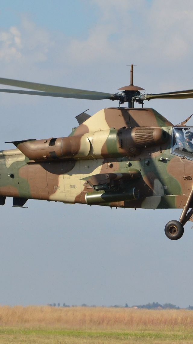 Денел АШ-2 Руйвелк, ударный вертолёт, ВВС ЮАР, Denel AH-2 Rooivalk, attack helicopter, South African Air Force (vertical)