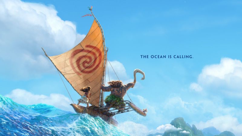Моана, Мауи, океан, лучшие мультфильмы 2016 (horizontal)