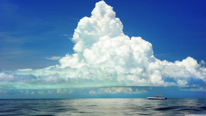 облака, 4k, HD, небо, море (horizontal)