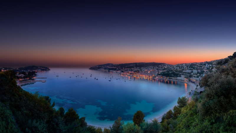 монако, 4k, HD, французская ривьера, ночь закат, море, озеро, океан, лес, небо (horizontal)