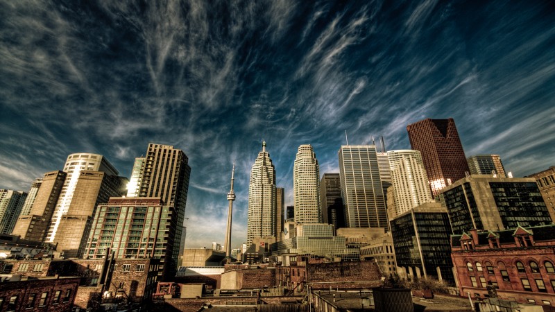 канада, торонто, центр города, небо, облака, путешествие, бронирование (horizontal)