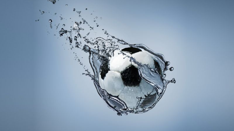 мяч, футбол, брызги, вода (horizontal)