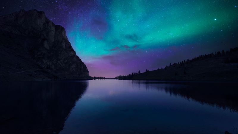 Озеро Аврора, 4k, HD, Флорида, ночь, звезды, небо (horizontal)