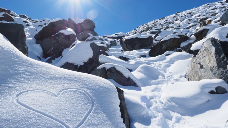 Снег, солнце, 4k, HD, любовь, Новая Зеландия (horizontal)